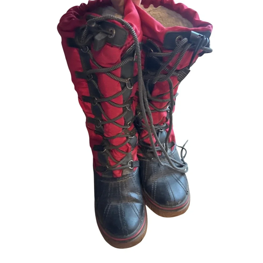 Pajar Red Black Winter Snow Boots Insulated Waterproof Lace Up Warm‎ Size 8.5
